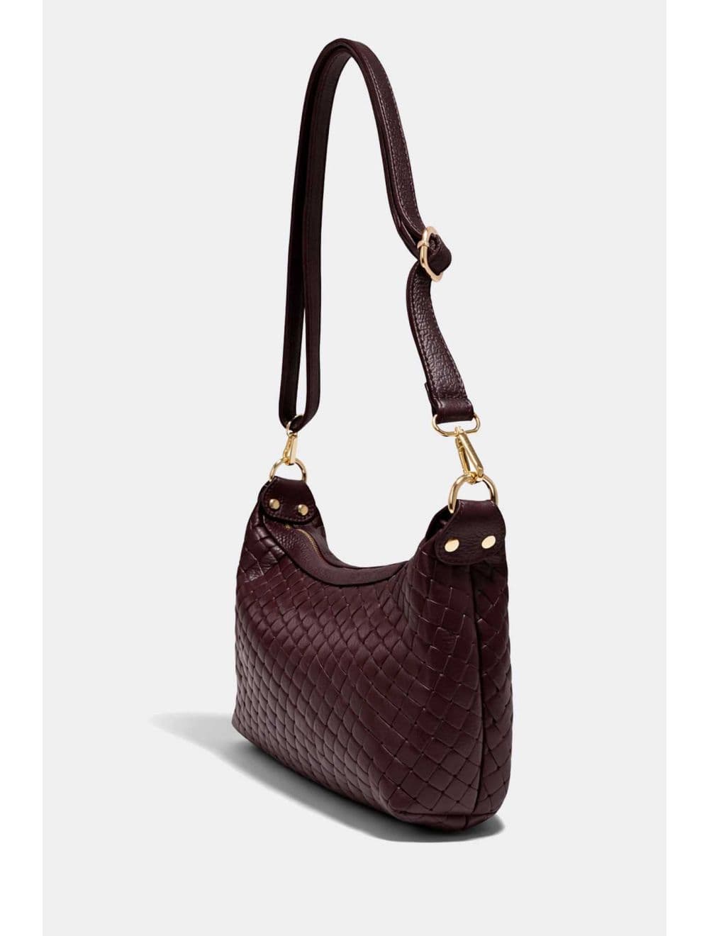 Sac Besace En Cuir Vachette Grainée Effet Tressé 4208 ADJANIE TRESSÉ-Bordeaux — vue 2