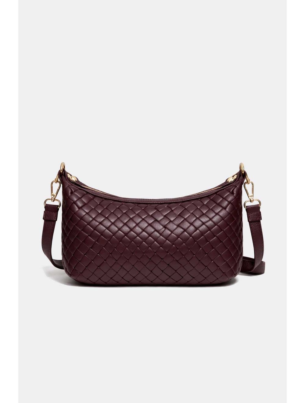 Sac Besace En Cuir Vachette Grainée Effet Tressé 4208 ADJANIE TRESSÉ-Bordeaux — vue 3