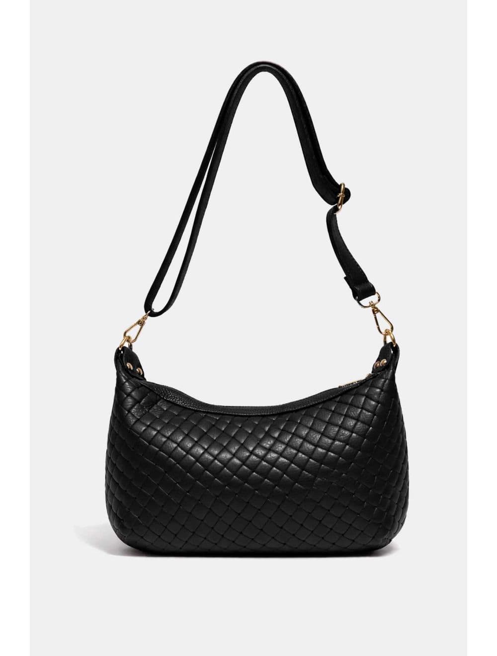 Sac Besace En Cuir Vachette Grainée Effet Tressé 4208 ADJANIE TRESSÉ-Black