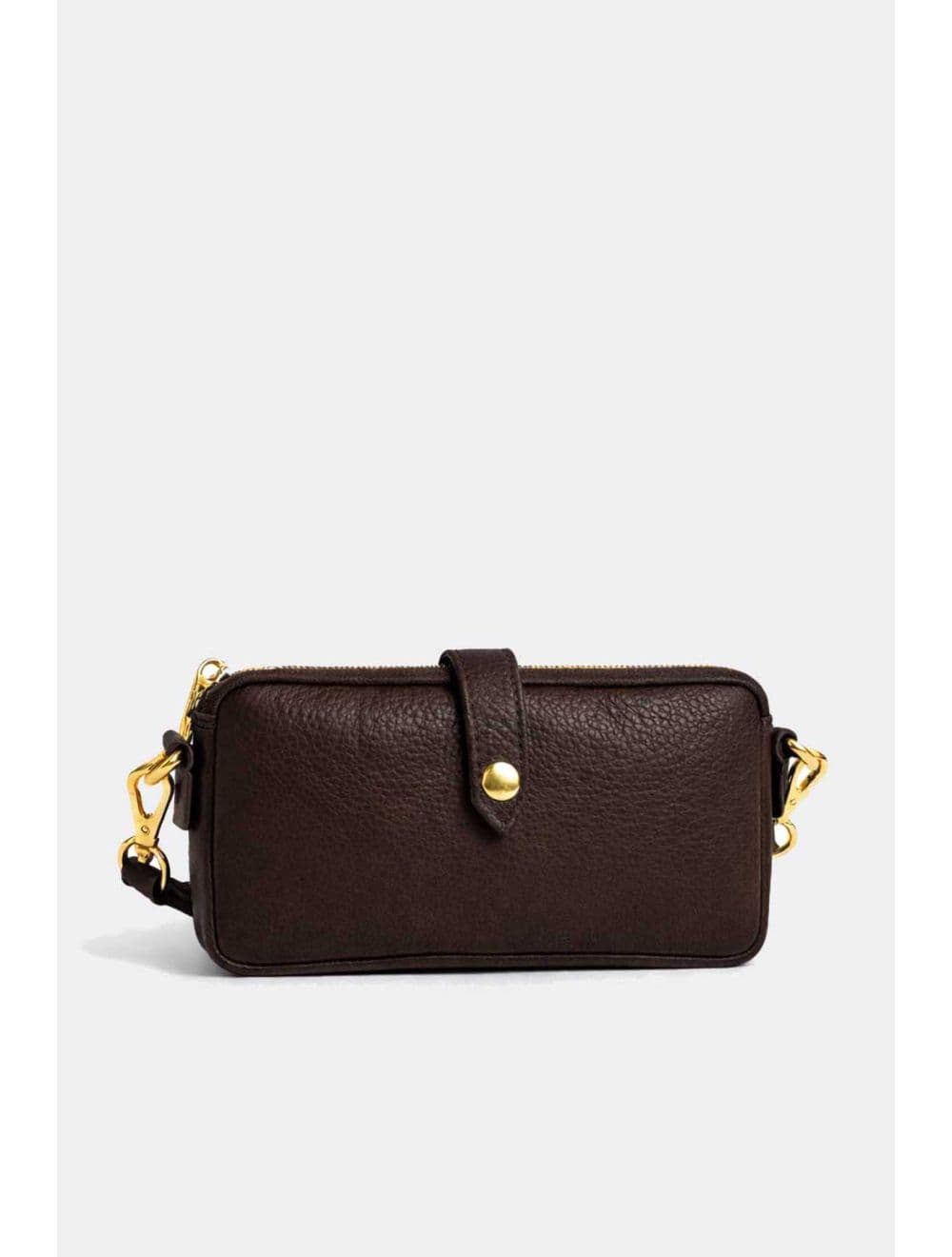 Sac Pochette Extra Plate En Cuir Vachette Grainée 4207 MÉLIA-Chocolat