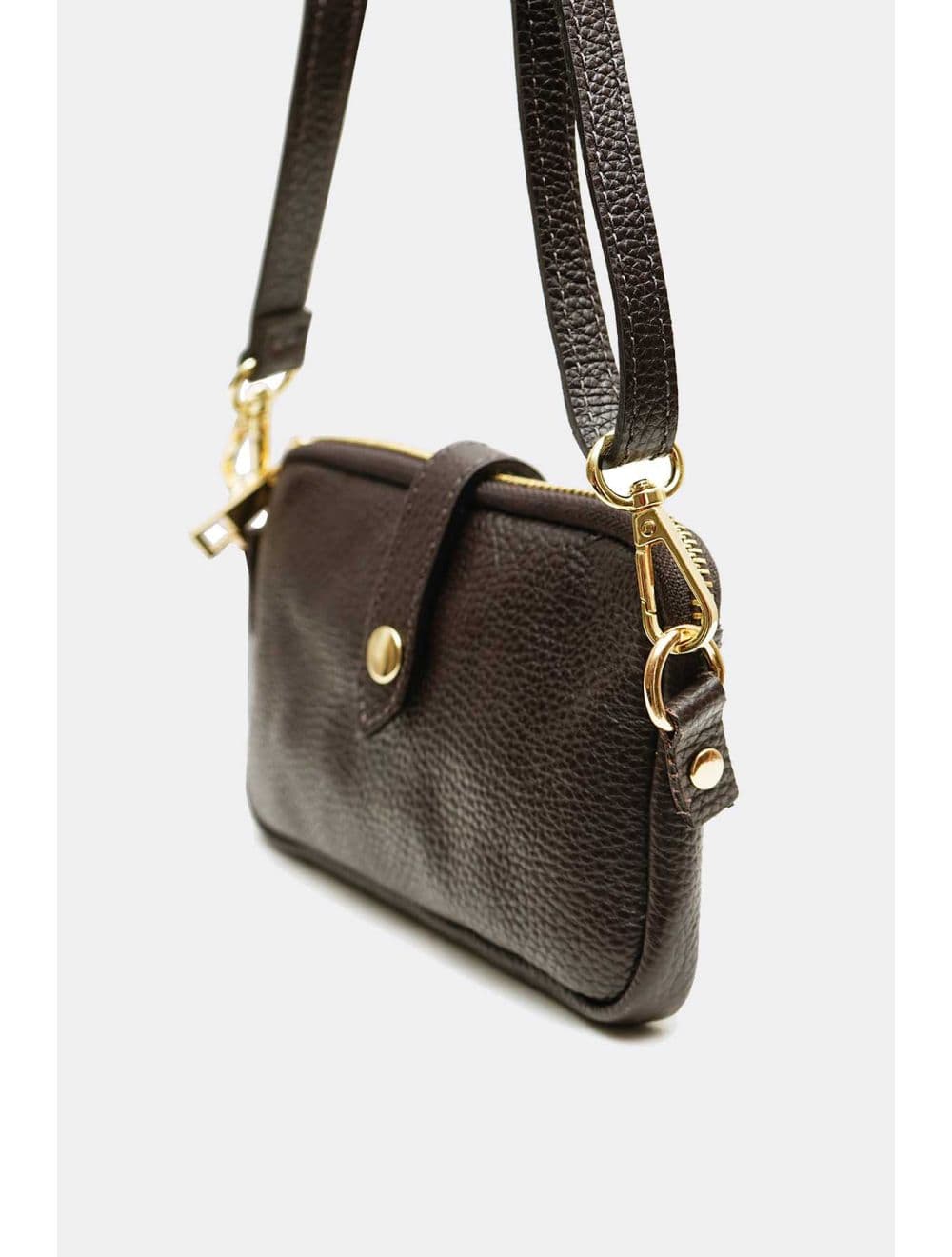 Sac Pochette Extra Plate En Cuir Vachette Grainée 4207 MÉLIA-Chocolat — vue 2
