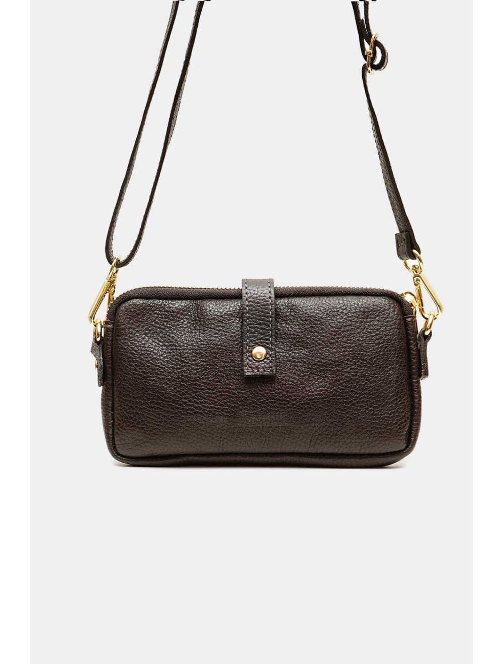 Sac Pochette Extra Plate En Cuir Vachette Grainée 4207 MÉLIA-Chocolat — vue 3