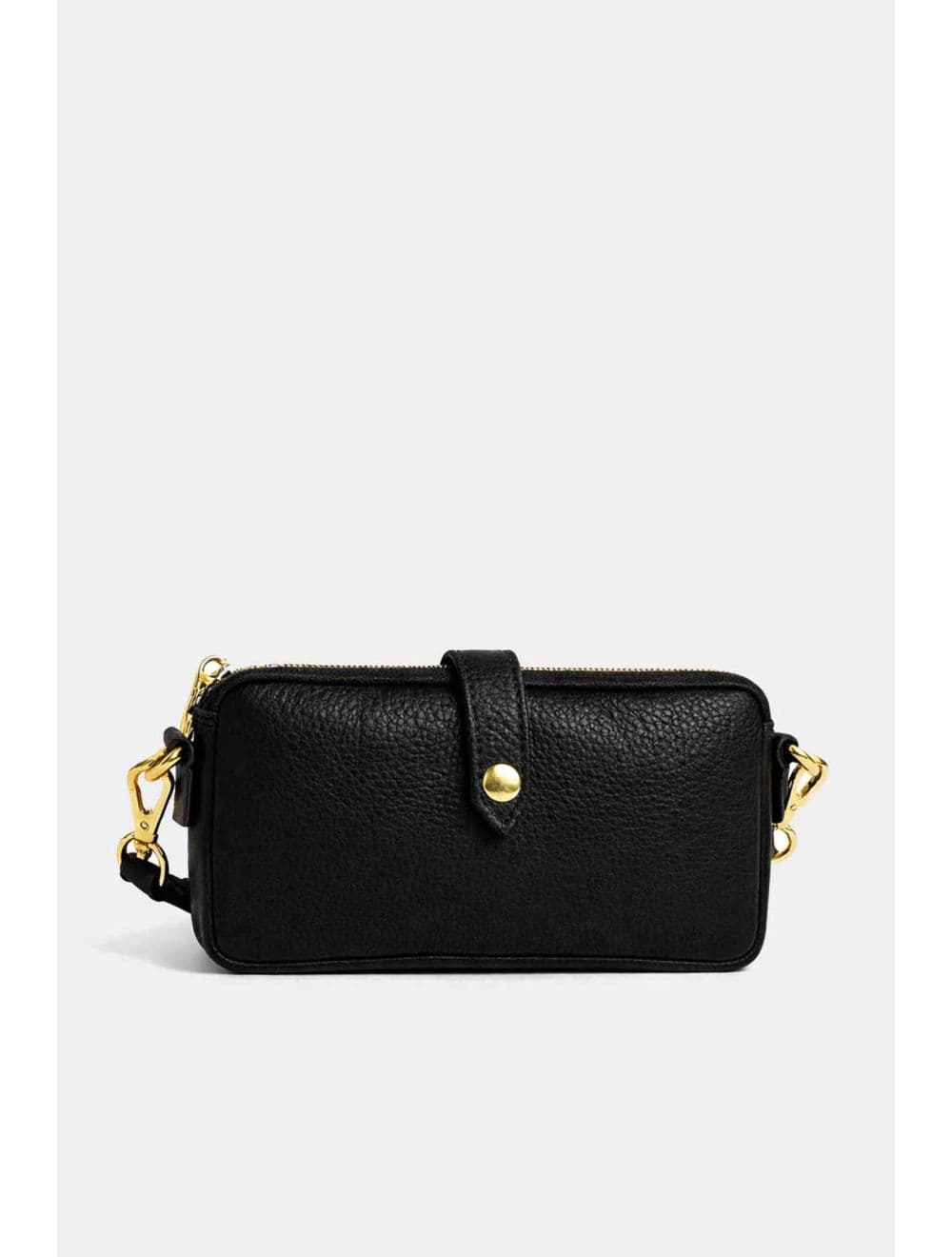 Sac Pochette Extra Plate En Cuir Vachette Grainée 4207 MÉLIA-Noir