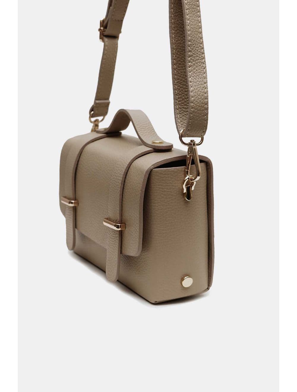Sac Porté Main Forme Cartable En Cuir Vachette Grainée 4206 BILLIE-Taupe — vue 2