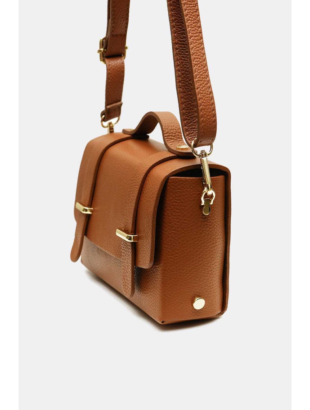 Sac Porté Main Forme Cartable En Cuir Vachette Grainée 4206 BILLIE-Cognac — vue 2