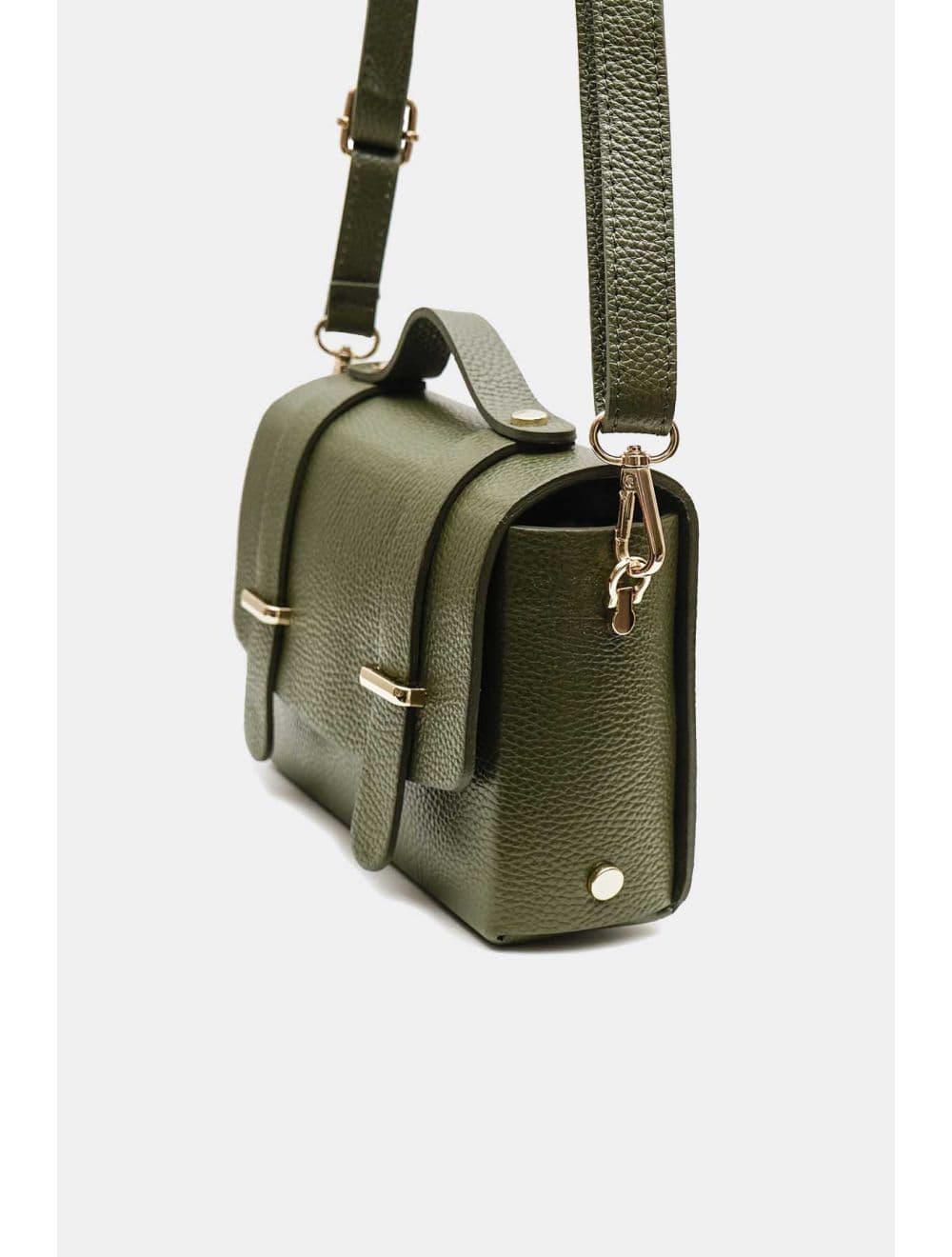 Sac Porté Main Forme Cartable En Cuir Vachette Grainée 4206 BILLIE-Kaki — vue 2