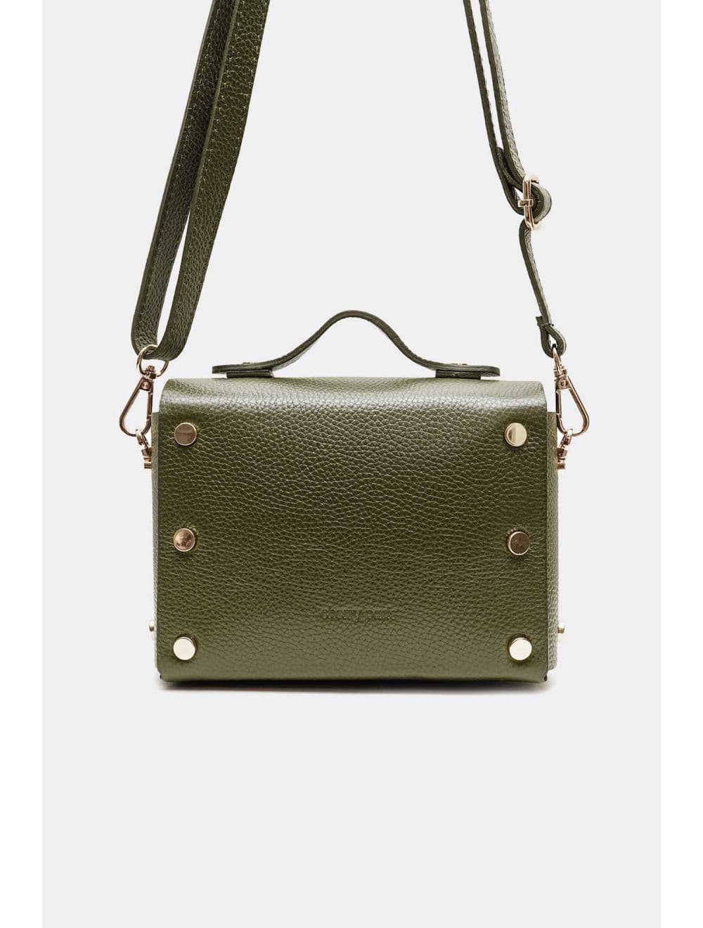 Sac Porté Main Forme Cartable En Cuir Vachette Grainée 4206 BILLIE-Kaki — vue 3