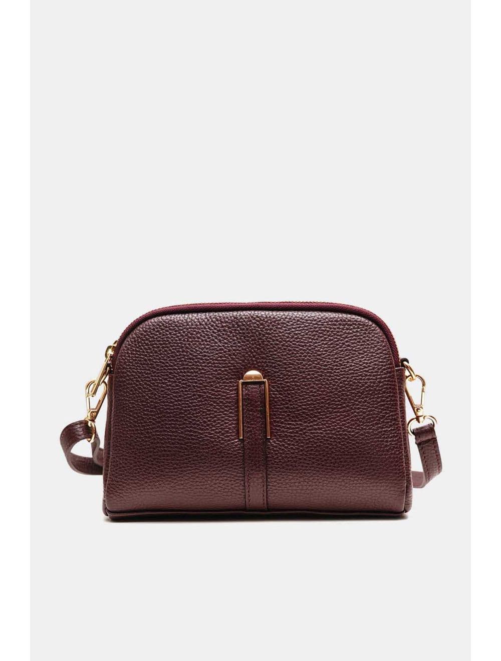 Sac Porté Travers En Cuir Vachette Grainé 4205 LIANA-Bordeaux
