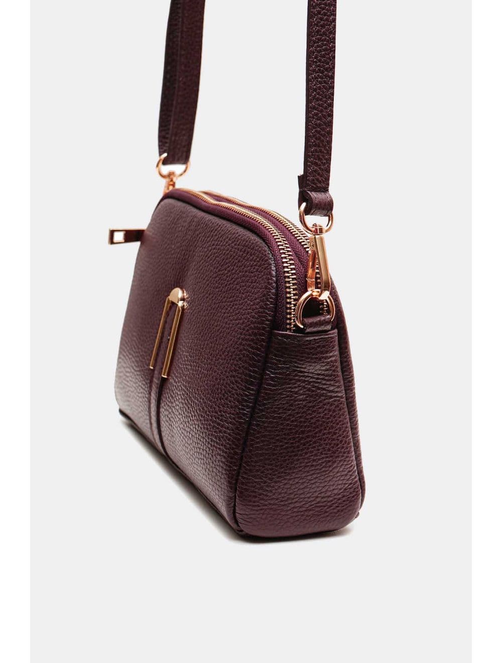 Sac Porté Travers En Cuir Vachette Grainé 4205 LIANA-Bordeaux — vue 2