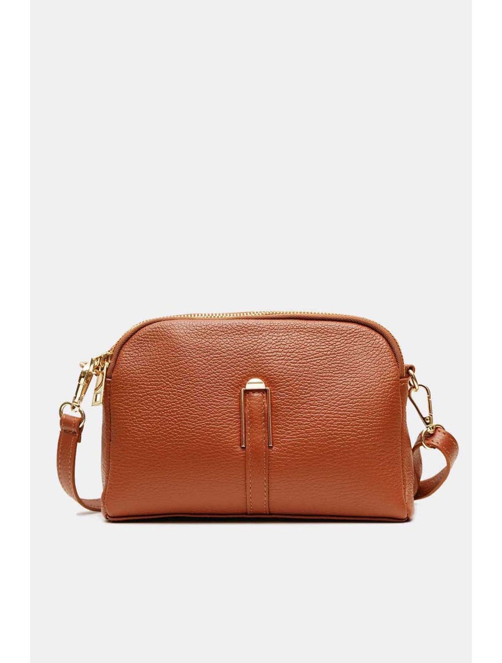 Sac Porté Travers En Cuir Vachette Grainé 4205 LIANA-Cognac