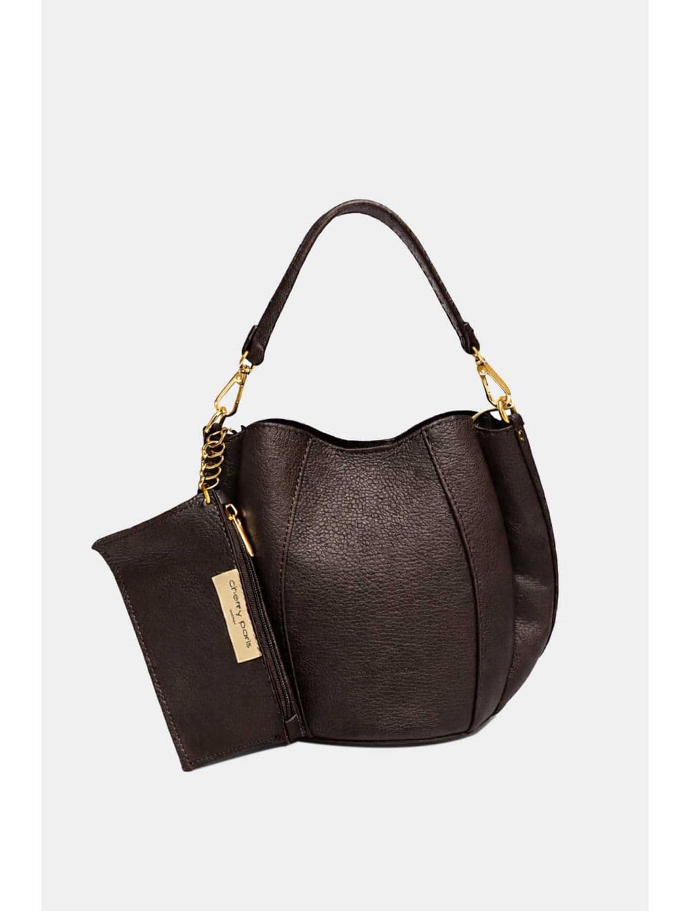 Sac Porté Épaule En Cuir Vachette Grainé 4204 ODÉLIA-CHOCOLAT — vue 3