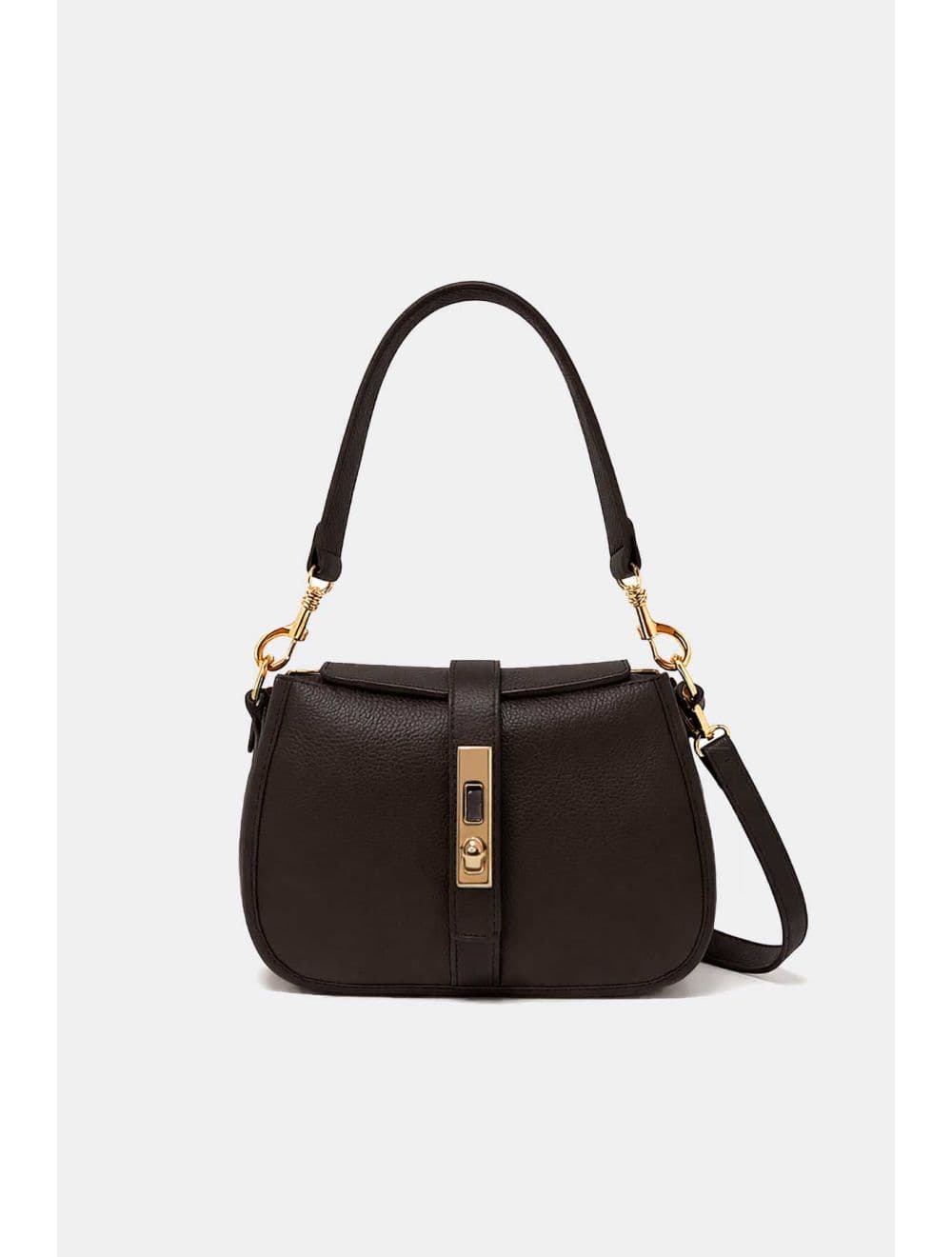 Sac Porté Épaule En Cuir Vachette Grainé 4203 CERISE-CHOCOLAT