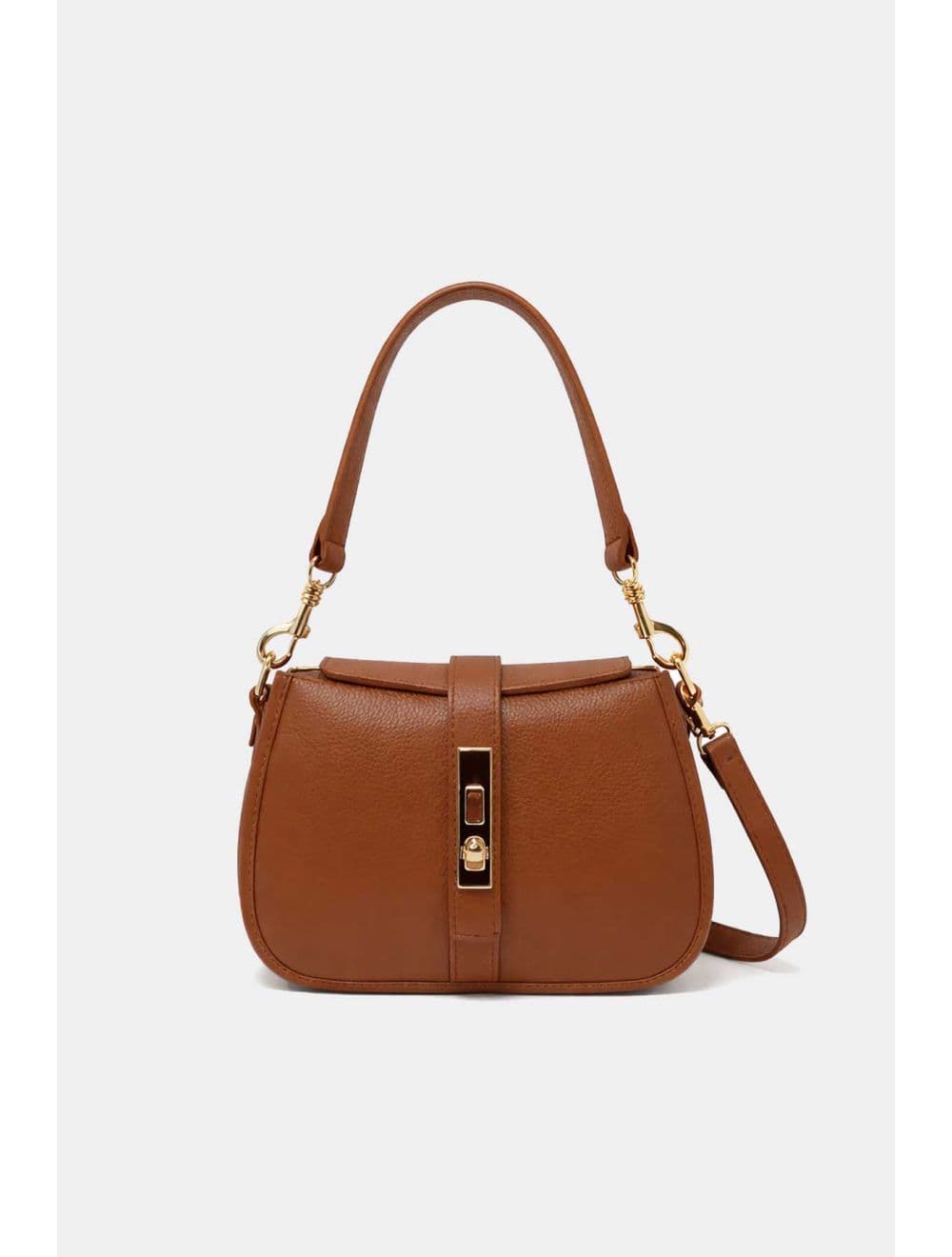 Sac Porté Épaule En Cuir Vachette Grainé 4203 CERISE-COGNAC