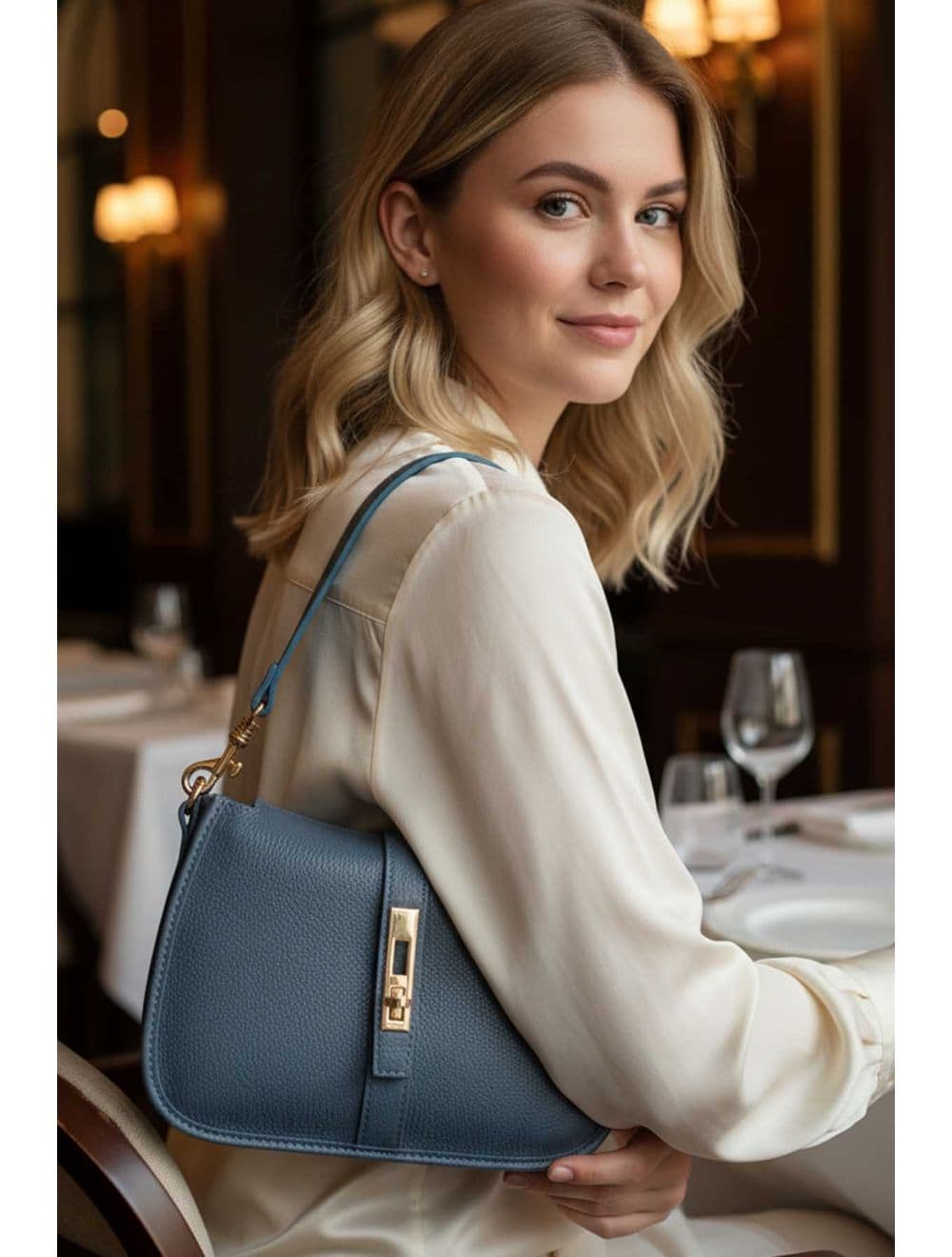 Sac Porté Épaule En Cuir Vachette Grainé 4203 CERISE-JEAN — vue 5