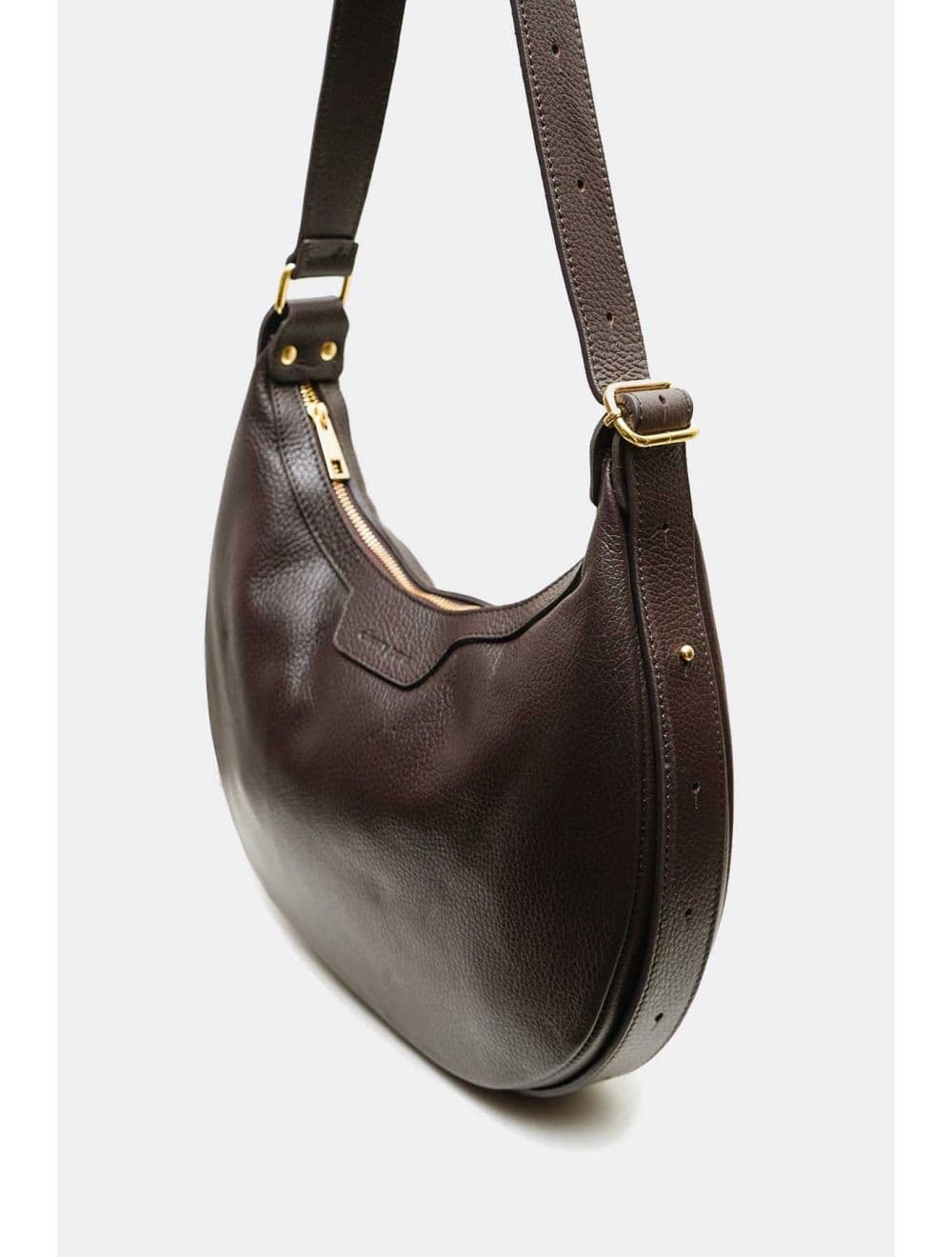 Sac Demi Lune  En Cuir Vachette Grainé 4201 ALYZÉE-Chocolat — vue 3