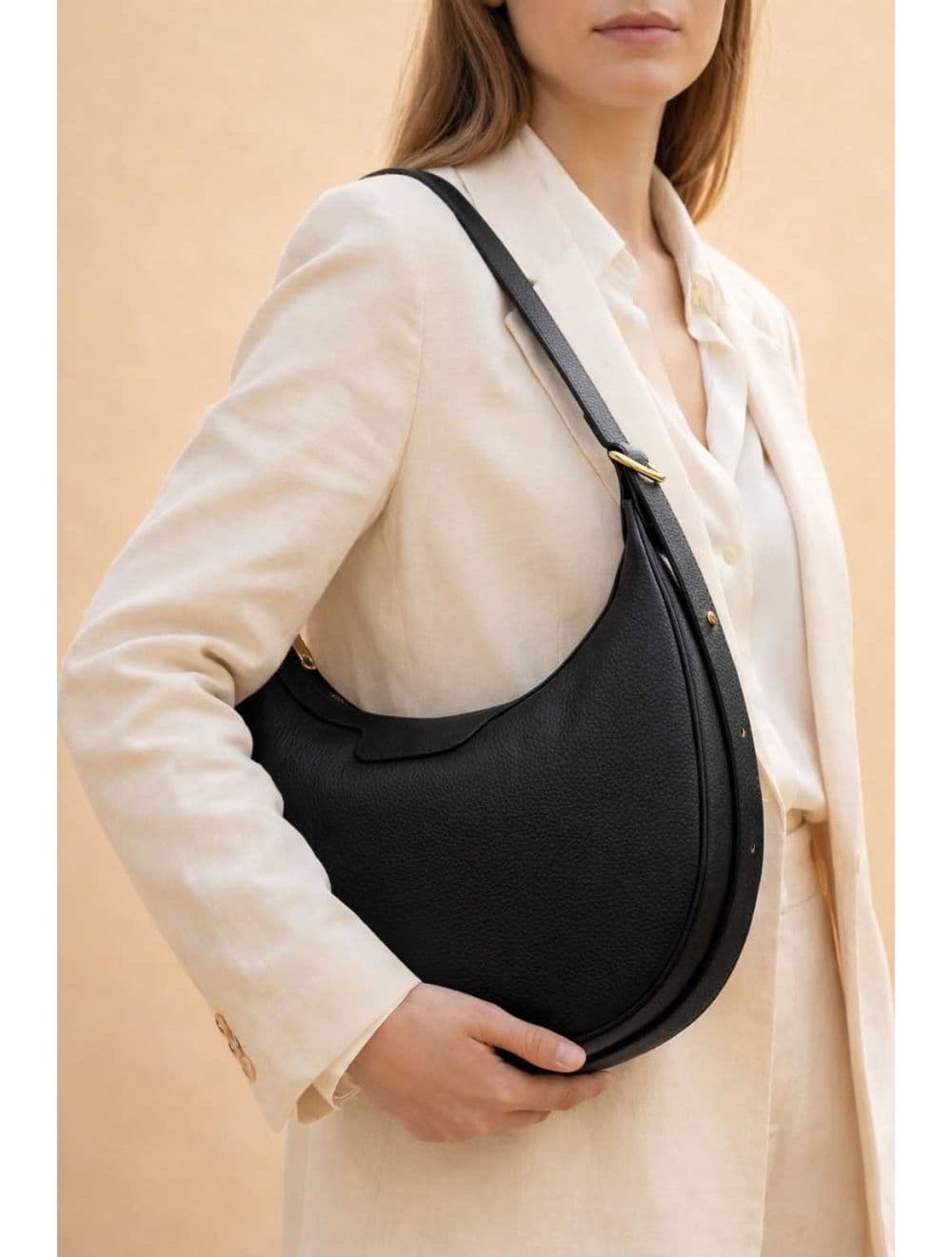 Sac Demi Lune  En CuirVachette Grainé 4201 ALYZÉE-Noir — vue 5