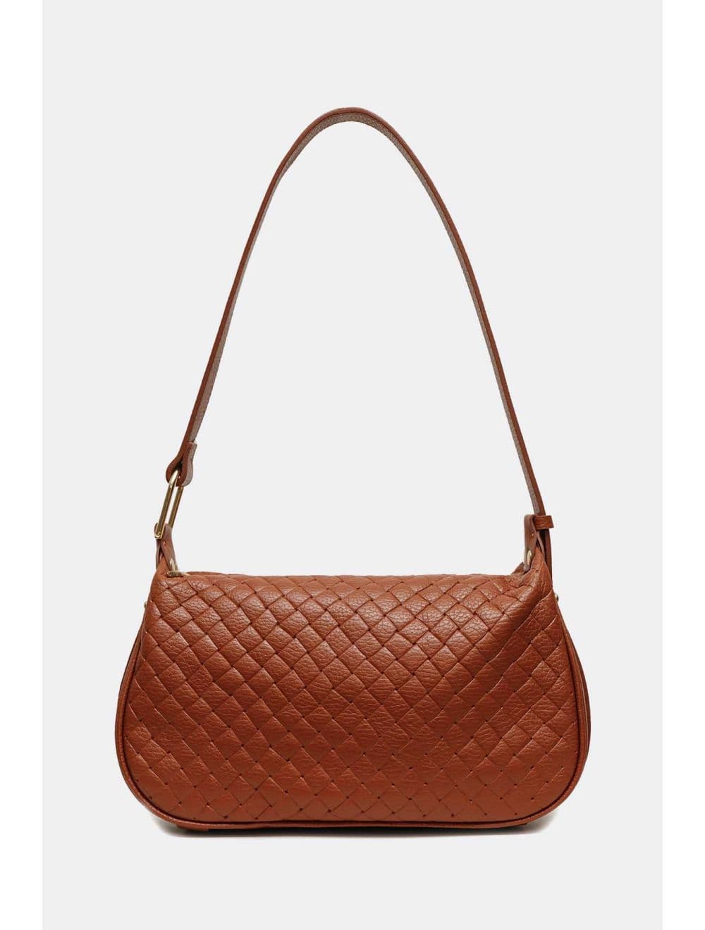 Sac Porté Main En Cuir Vachette Grainé Effet Tressé 4159B AMICIE TRESSÉ-Cognac — vue 3