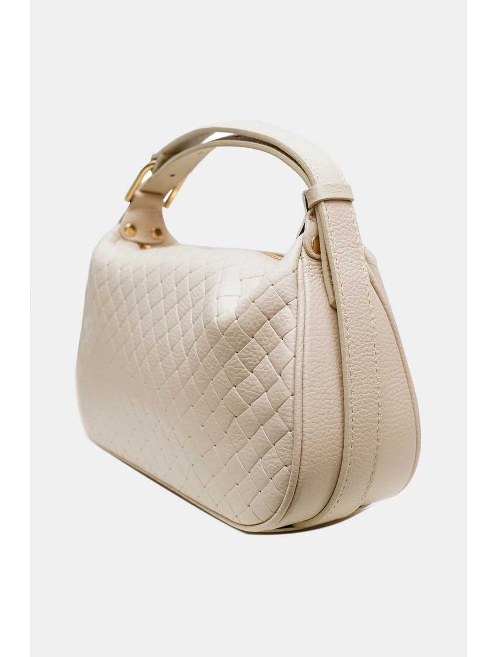 Sac Porté Main En Cuir Vachette Grainé Effet Tressé 4159B AMICIE TRESSÉ-Beige — vue 2