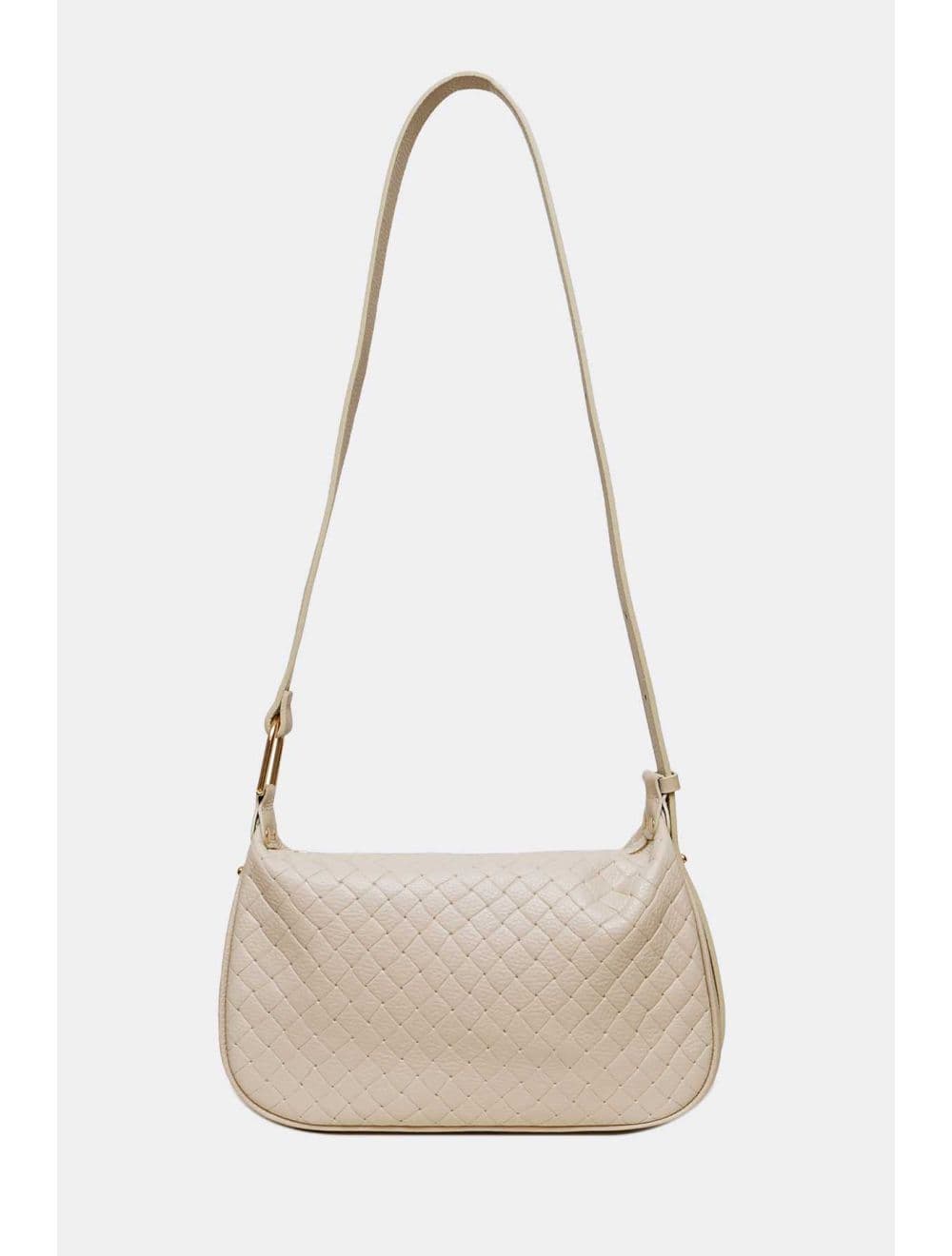 Sac Porté Main En Cuir Vachette Grainé Effet Tressé 4159B AMICIE TRESSÉ-Beige — vue 3