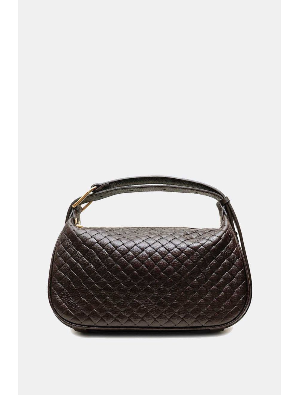 Sac Porté Main En Cuir Vachette Grainé Effet Tressé 4159B AMICIE TRESSÉ-Café