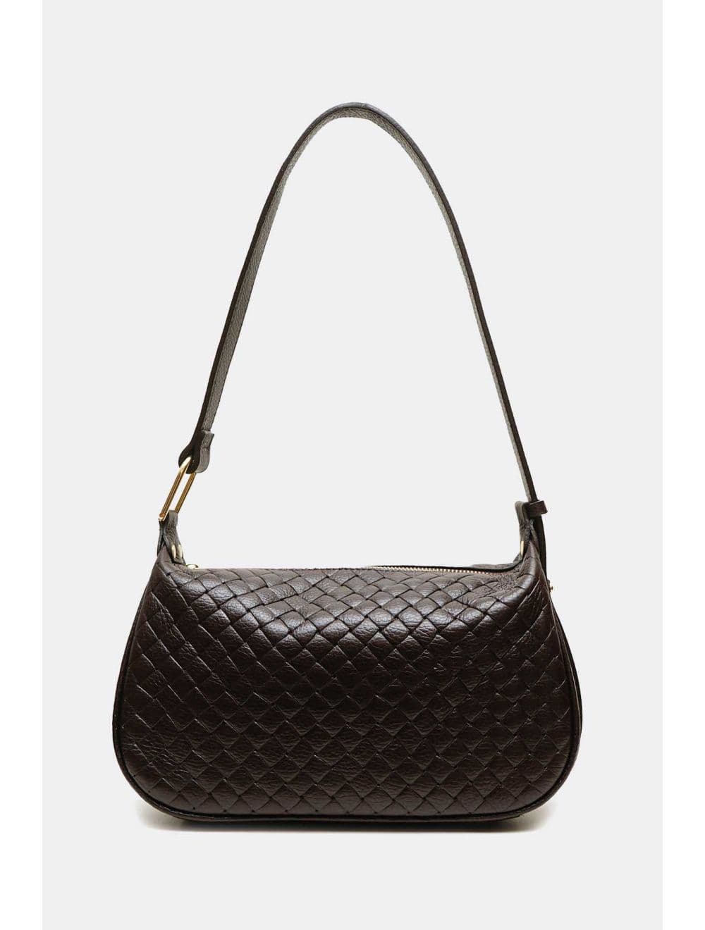 Sac Porté Main En Cuir Vachette Grainé Effet Tressé 4159B AMICIE TRESSÉ-Café — vue 2