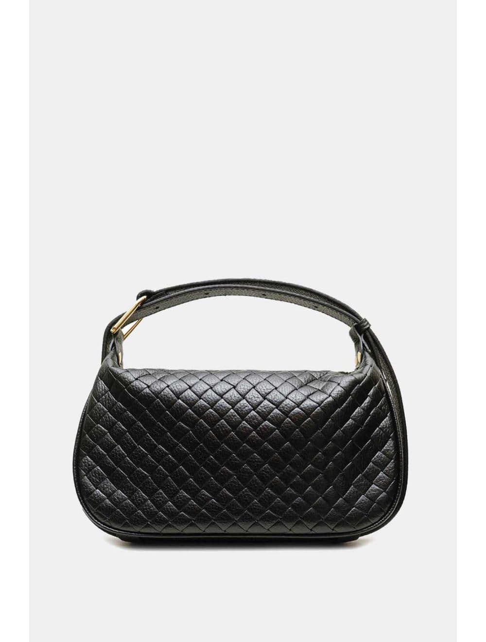 Sac Porté Main En Cuir Vachette Grainé Effet Tressé 4159B AMICIE TRESSÉ-Noir