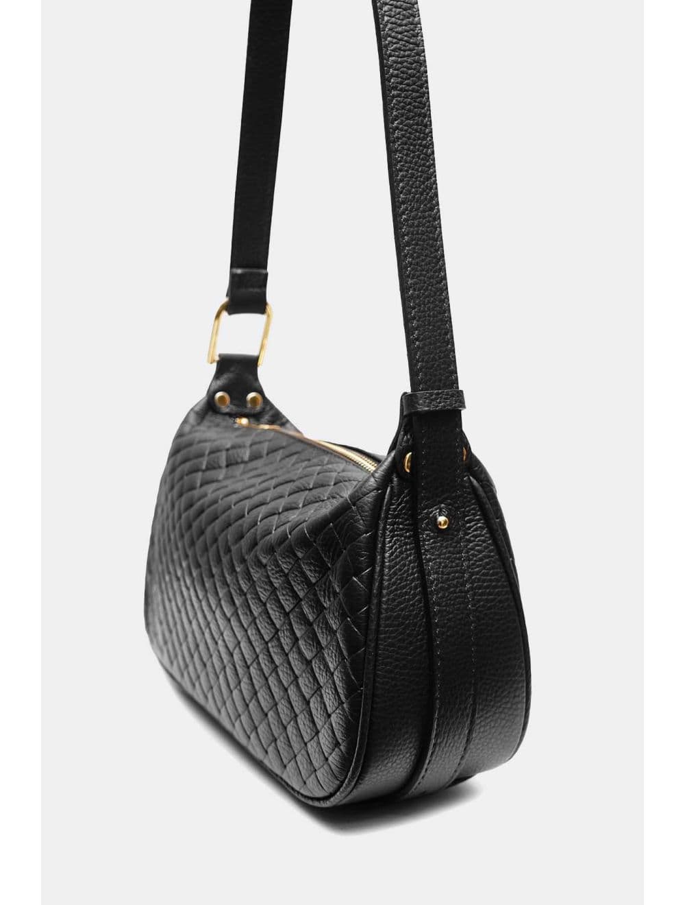 Sac Porté Main En Cuir Vachette Grainé Effet Tressé 4159B AMICIE TRESSÉ-Noir — vue 3
