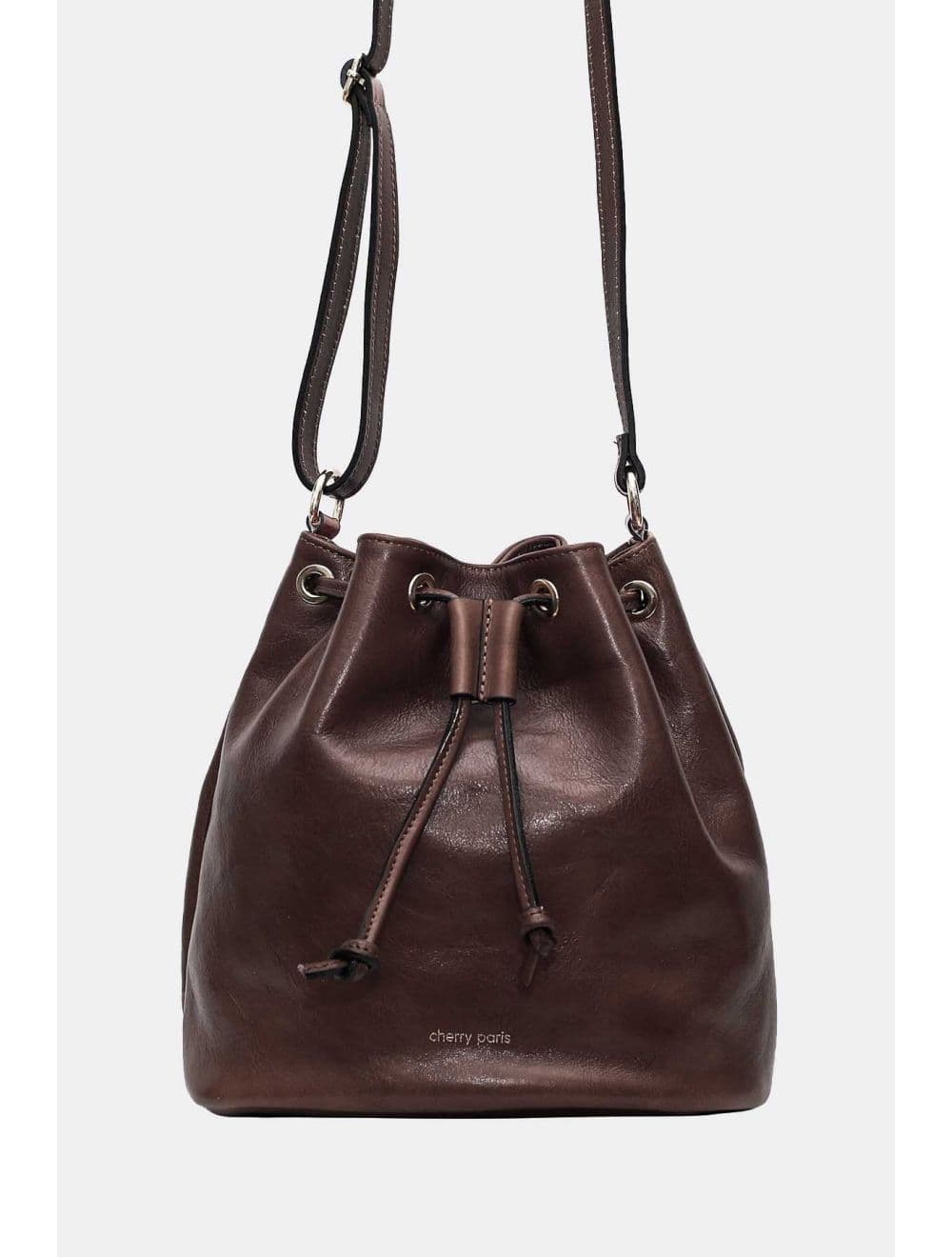 Sac bourse en cuir de vachette collet-LINDA 4009-Chocolat