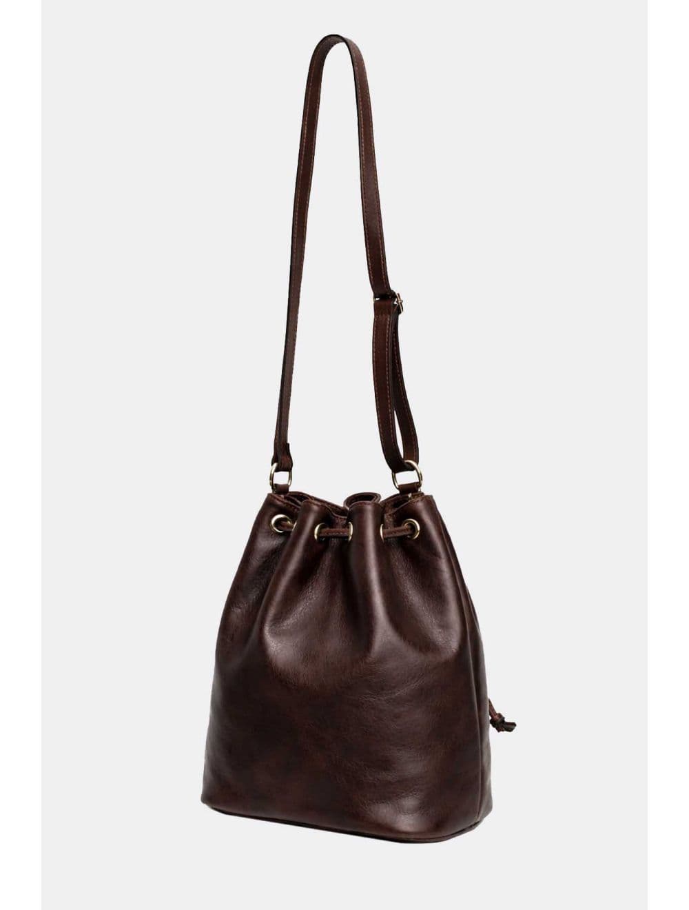 Sac bourse en cuir de vachette collet-LINDA 4009-Chocolat — vue 3