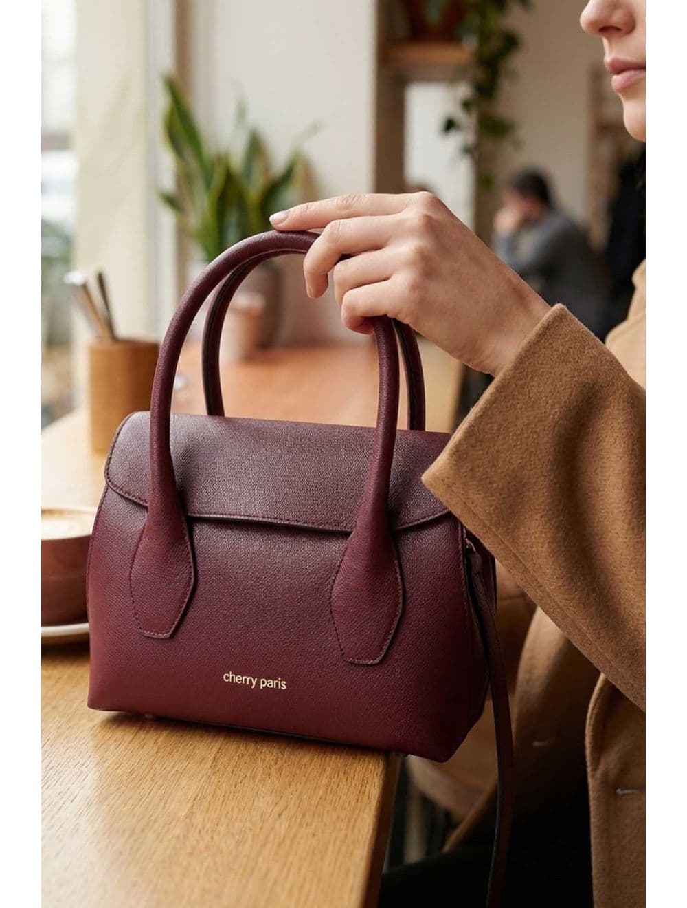 Sac Porté Main En Croûte Cuir Vachette Suède SAMANTHA  PALMELLATO 4194-Bordeaux — vue 6