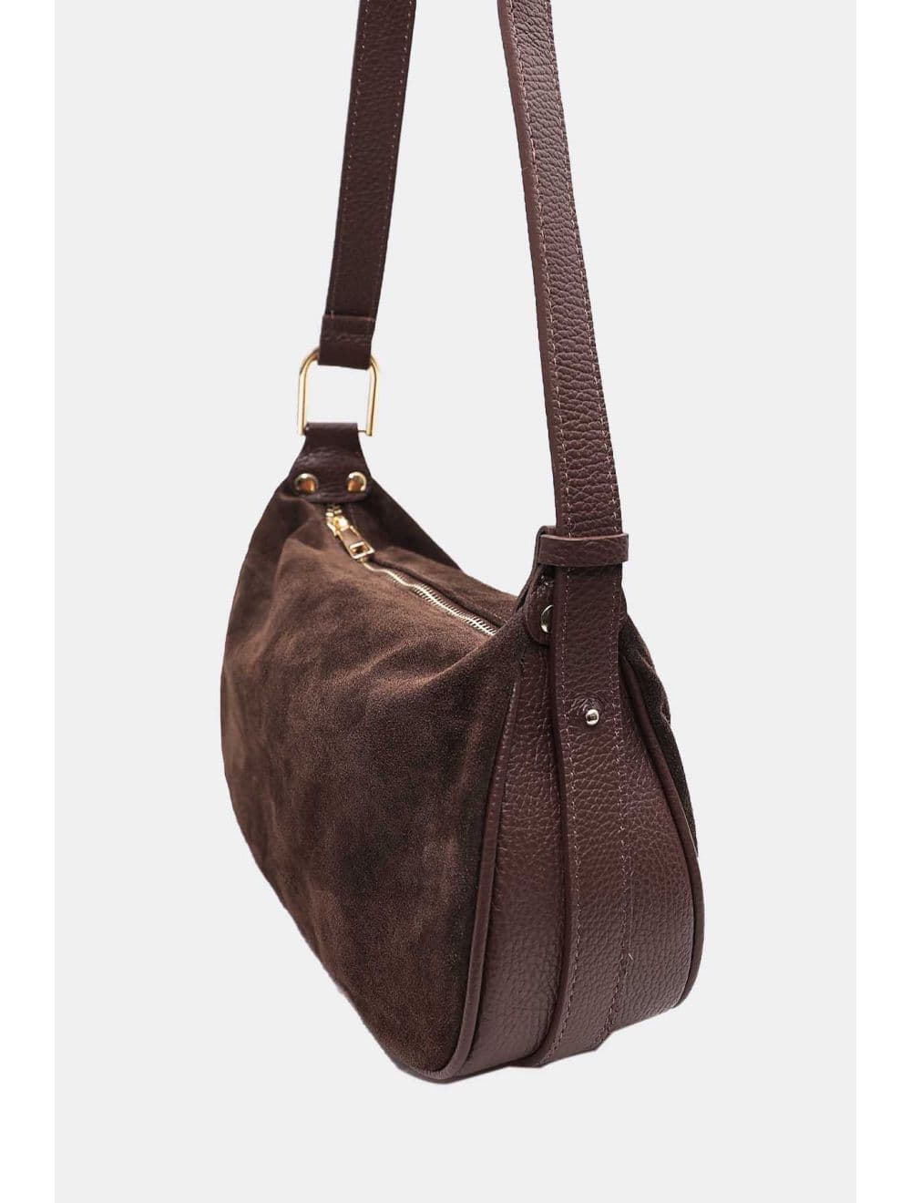Sac Double Porté En Croûte de Cuir Vachette Suède 4159 AMICIE SUEDE-Chocolat — vue 4