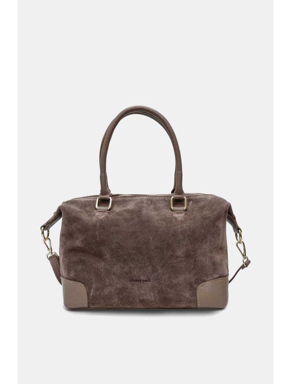 Sac Porté Main En Crôute De Cuir De Vachette Suède et Grainée 4189 ANIXE SUEDE-Taupe