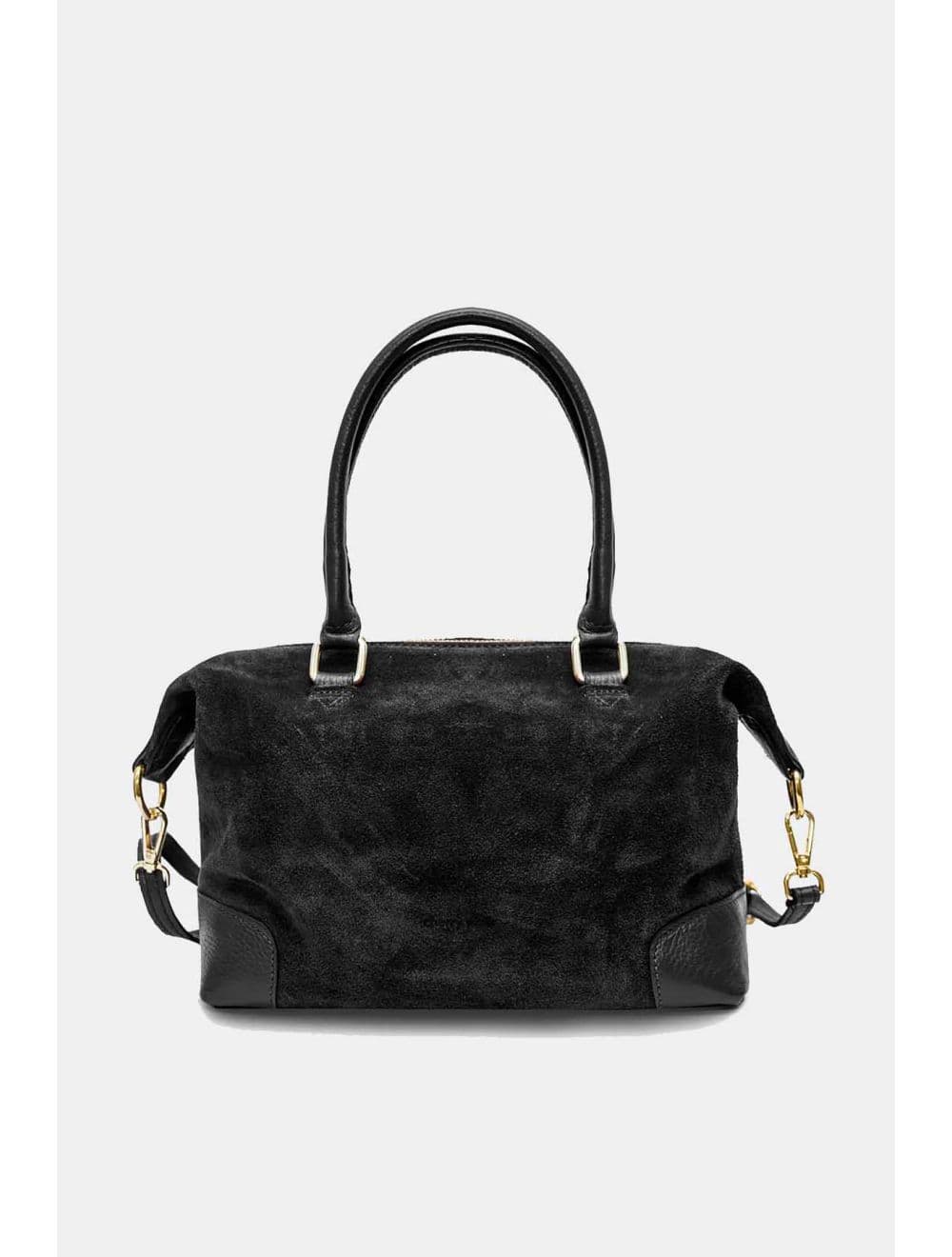 Sac Porté Main En Crôute De Cuir De Vachette Suède et Grainée 4189 ANIXE SUEDE-Noir