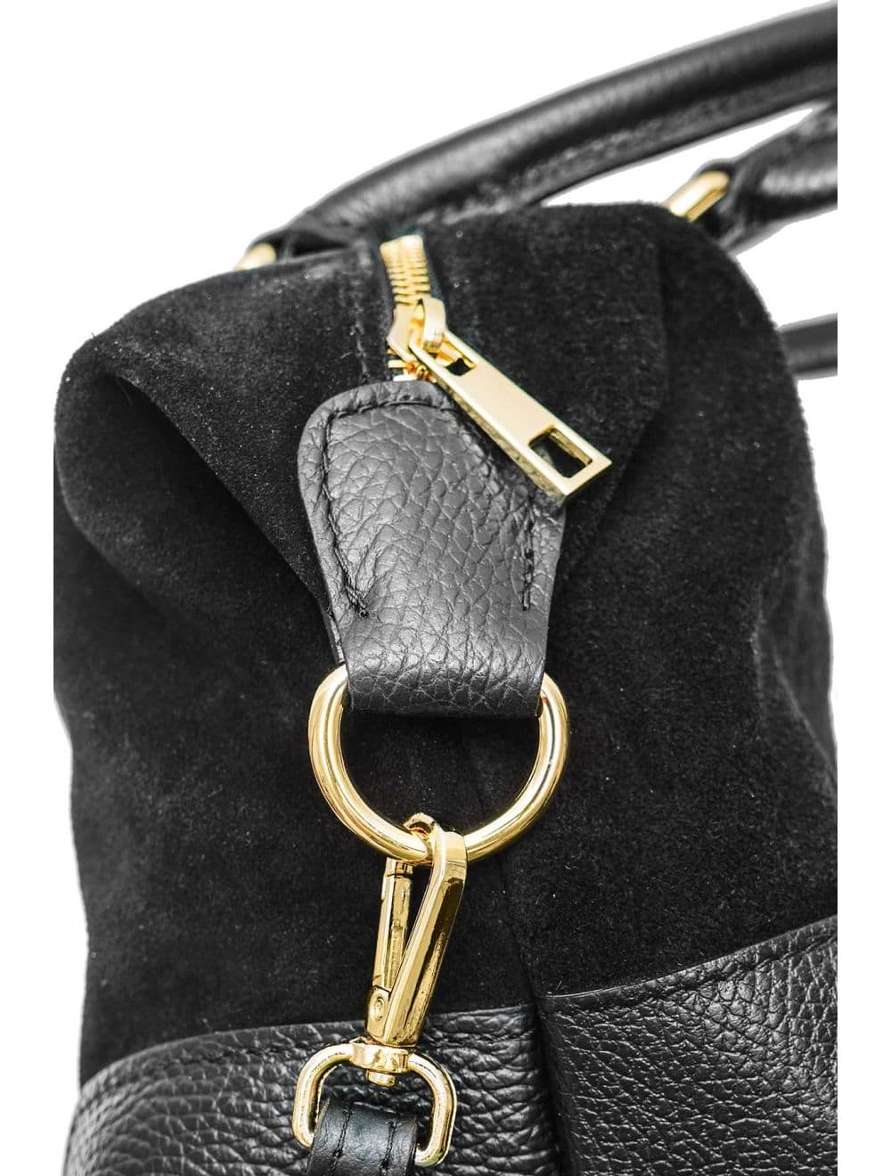 Sac Porté Main En Crôute De Cuir De Vachette Suède et Grainée 4189 ANIXE SUEDE-Noir — vue 5