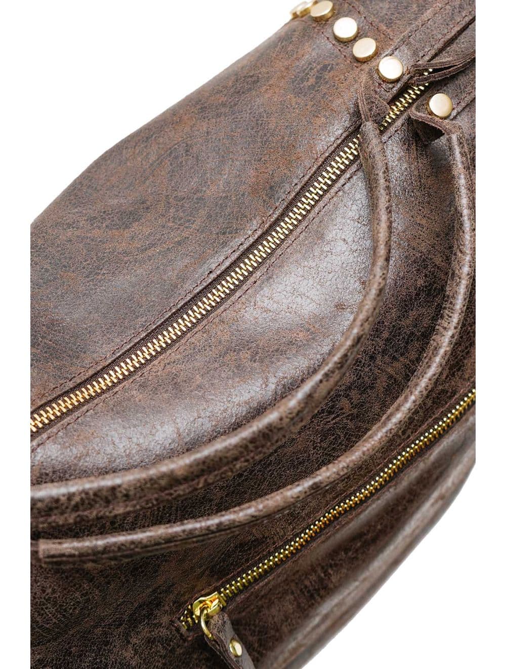 Sac à Main Cabas En Croûte De Cuir De Vachette 4191 ONDINE-Chocolat — vue 5