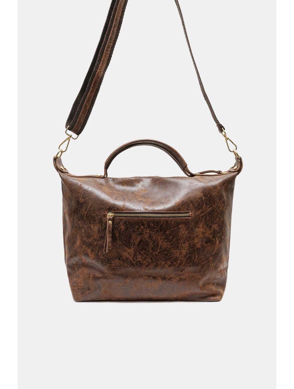 Sac à Main Cabas En Croûte De Cuir De Vachette 4191 ONDINE-Marron — vue 3