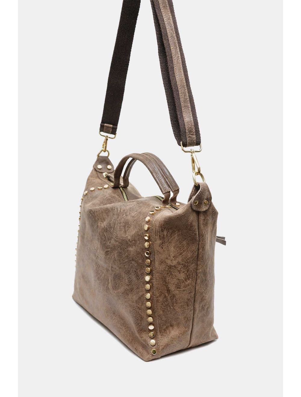 Sac à Main Cabas En Croûte De Cuir De Vachette 4191 ONDINE-Taupe — vue 2