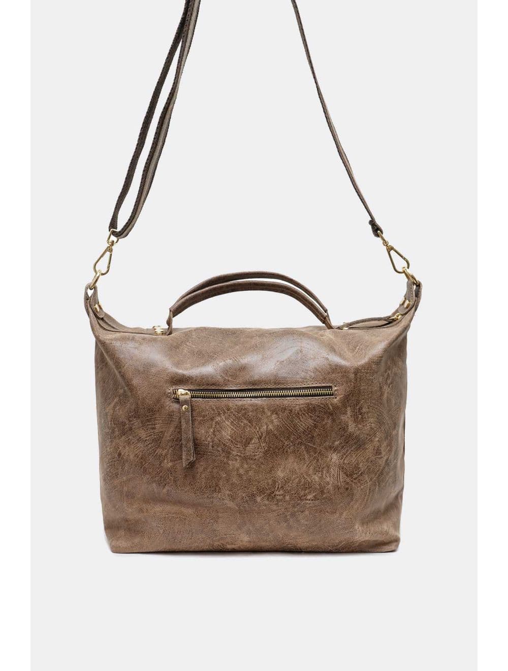 Sac à Main Cabas En Croûte De Cuir De Vachette 4191 ONDINE-Taupe — vue 3