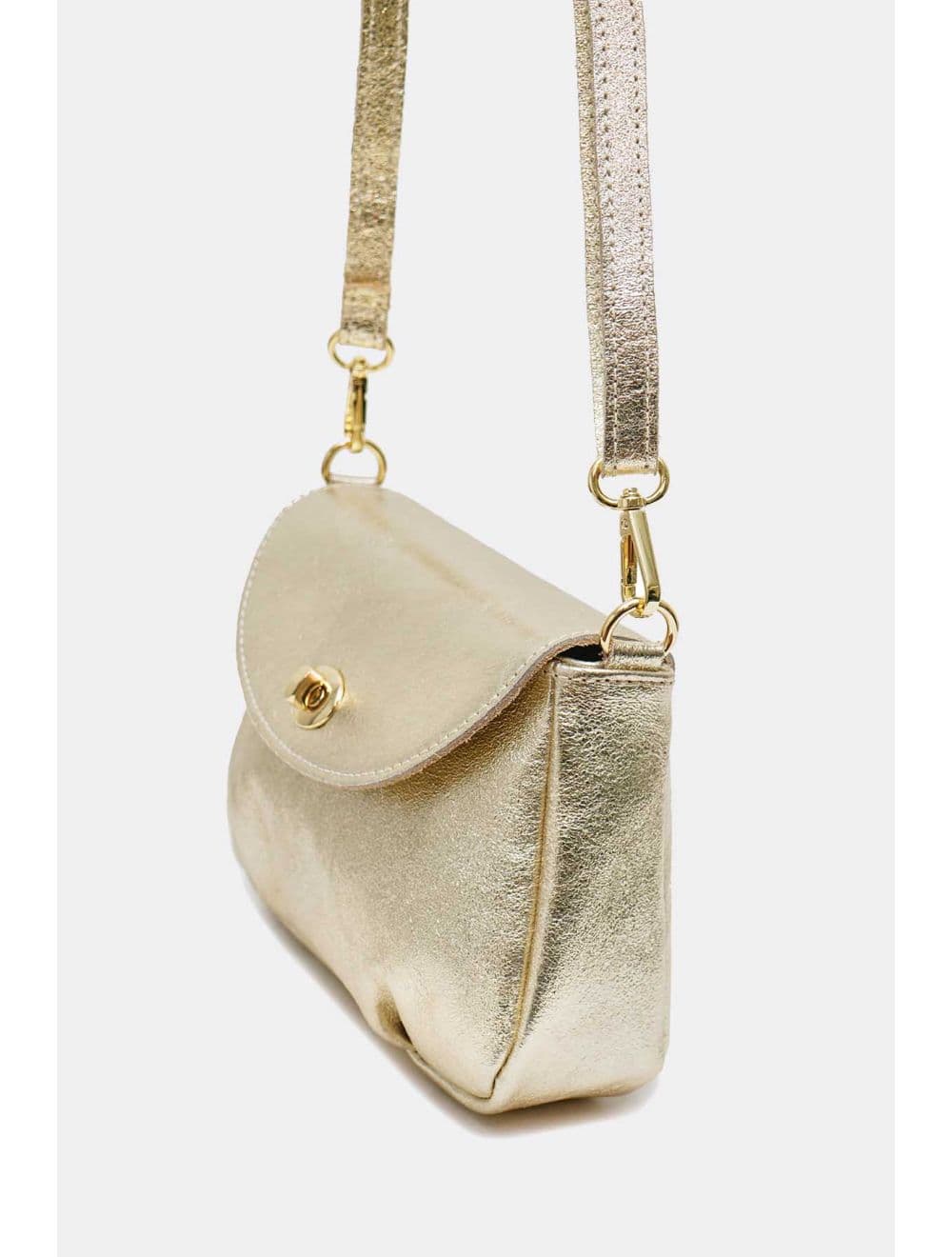 Sac Bandoulière En Croûte De Cuir De Vachette 4192 LONORA METAL-Doré — vue 2