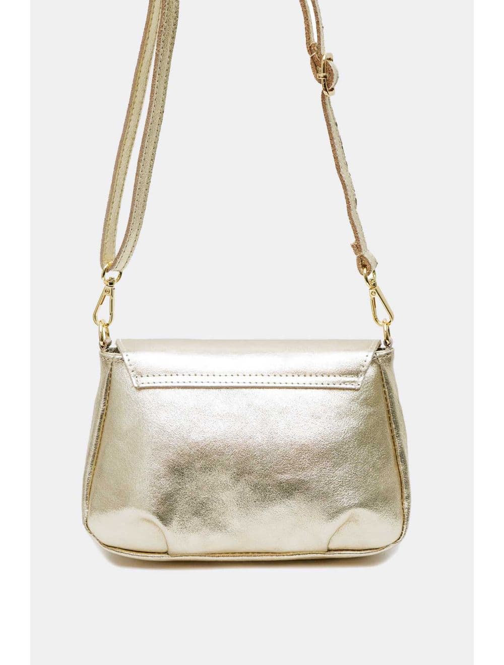 Sac Bandoulière En Croûte De Cuir De Vachette 4192 LONORA METAL-Doré — vue 3