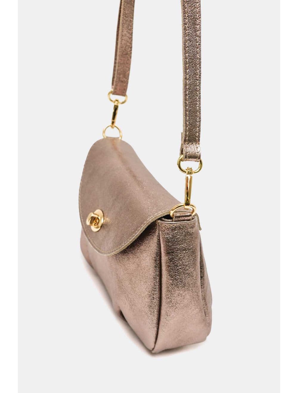 Sac Bandoulière En Croûte De Cuir De Vachette 4192 LONORA METAL-Etain — vue 2