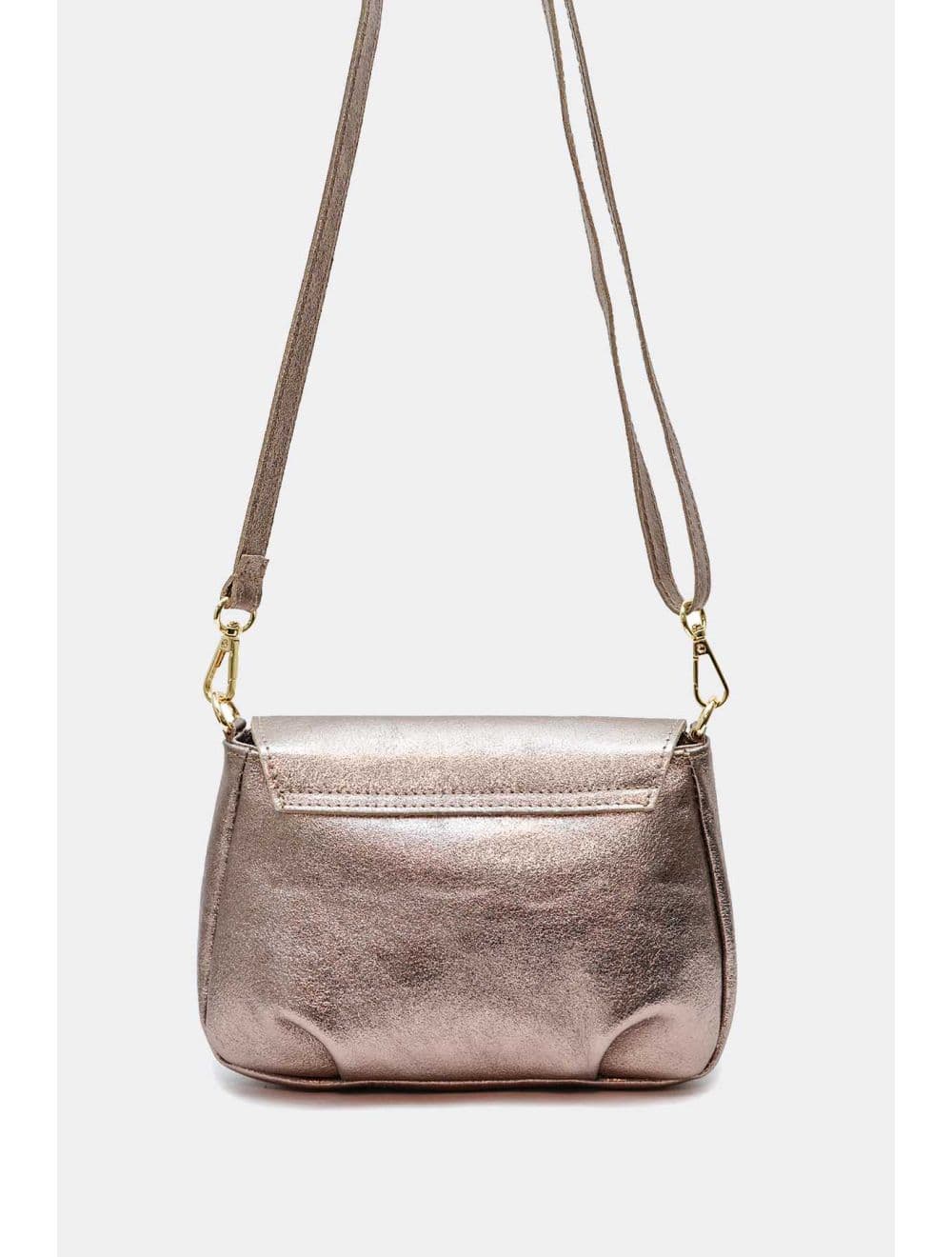 Sac Bandoulière En Croûte De Cuir De Vachette 4192 LONORA METAL-Etain — vue 3