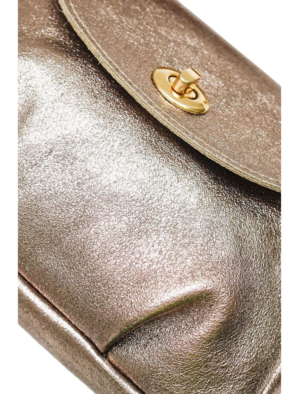 Sac Bandoulière En Croûte De Cuir De Vachette 4192 LONORA METAL-Etain — vue 4