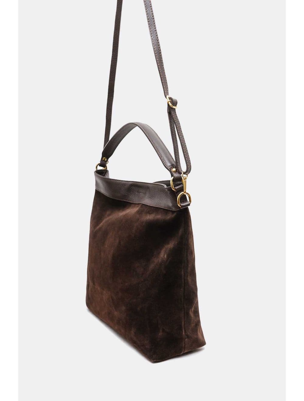 Sac Porté Épaule En Crôute Cuir Vachette Suède Grainée 4190 CELINA SUEDE-Chocolat — vue 3