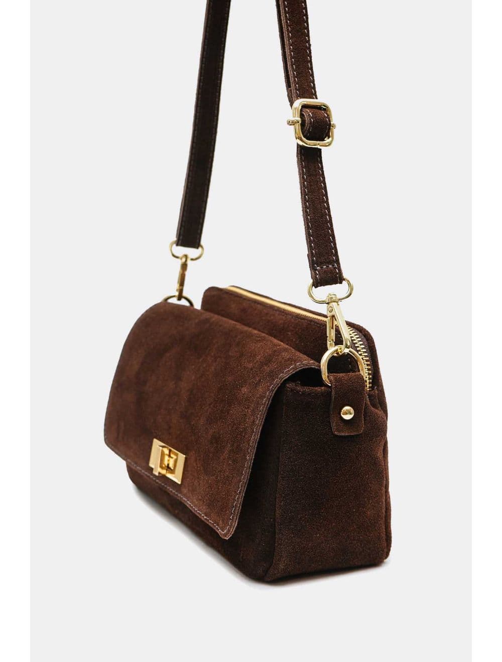 Sac Porté Travers En Croûte De Cuir De Vachette Suède 4188 ILIANA SUÈDE-Chocolat — vue 2