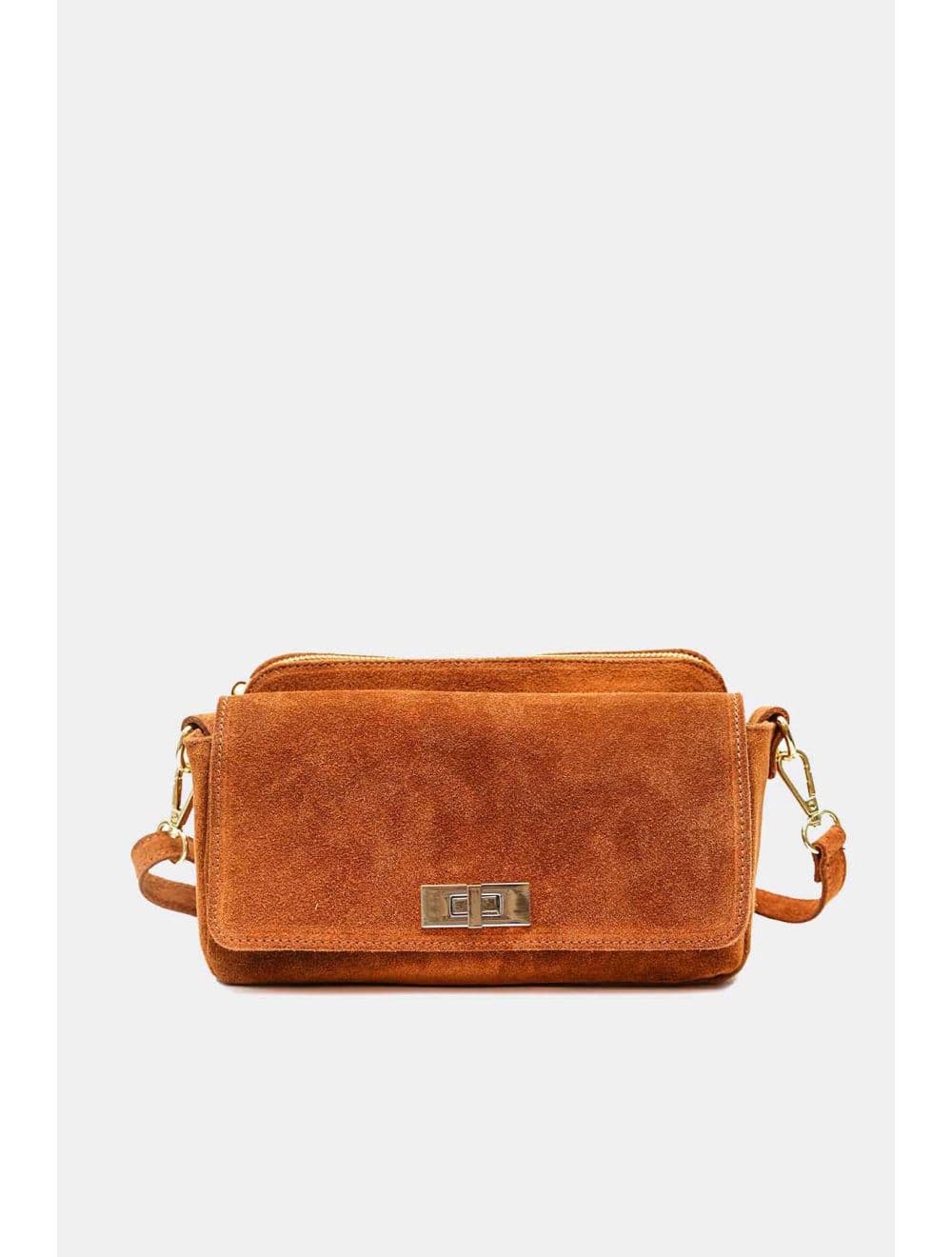 Sac Porté Travers En Croûte De Cuir De Vachette Suède 4188 ILIANA SUÈDE-Camel — vue 2