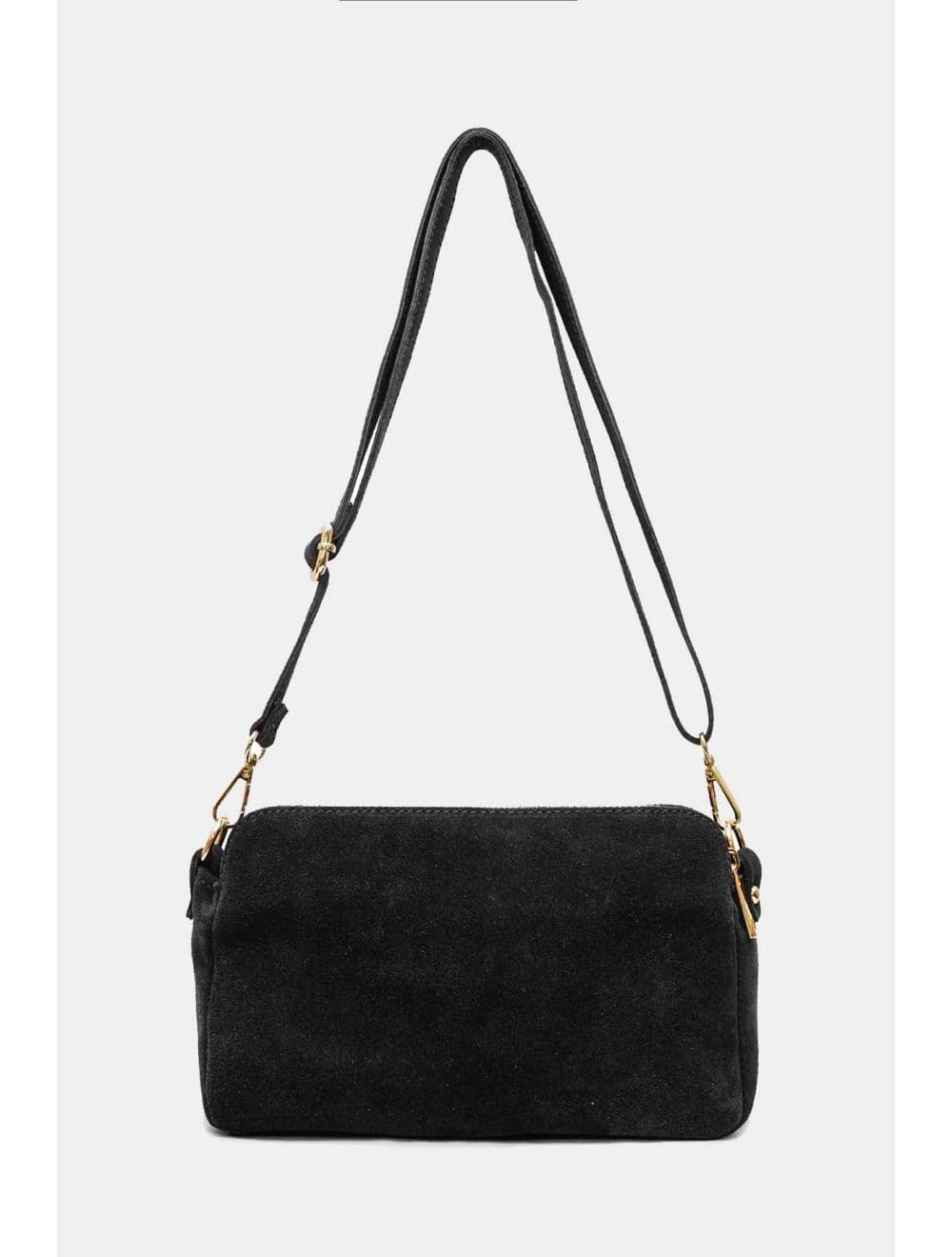 Sac Porté Travers En Croûte De Cuir De Vachette Suède 4188 ILIANA SUÈDE-Noir — vue 3