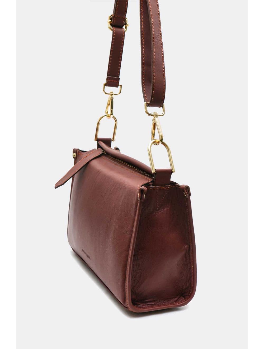 Sac Bandoulière Porté Croisé Forme Seau En Cuir De Vachette 4183 TAÏS-Marron — vue 2