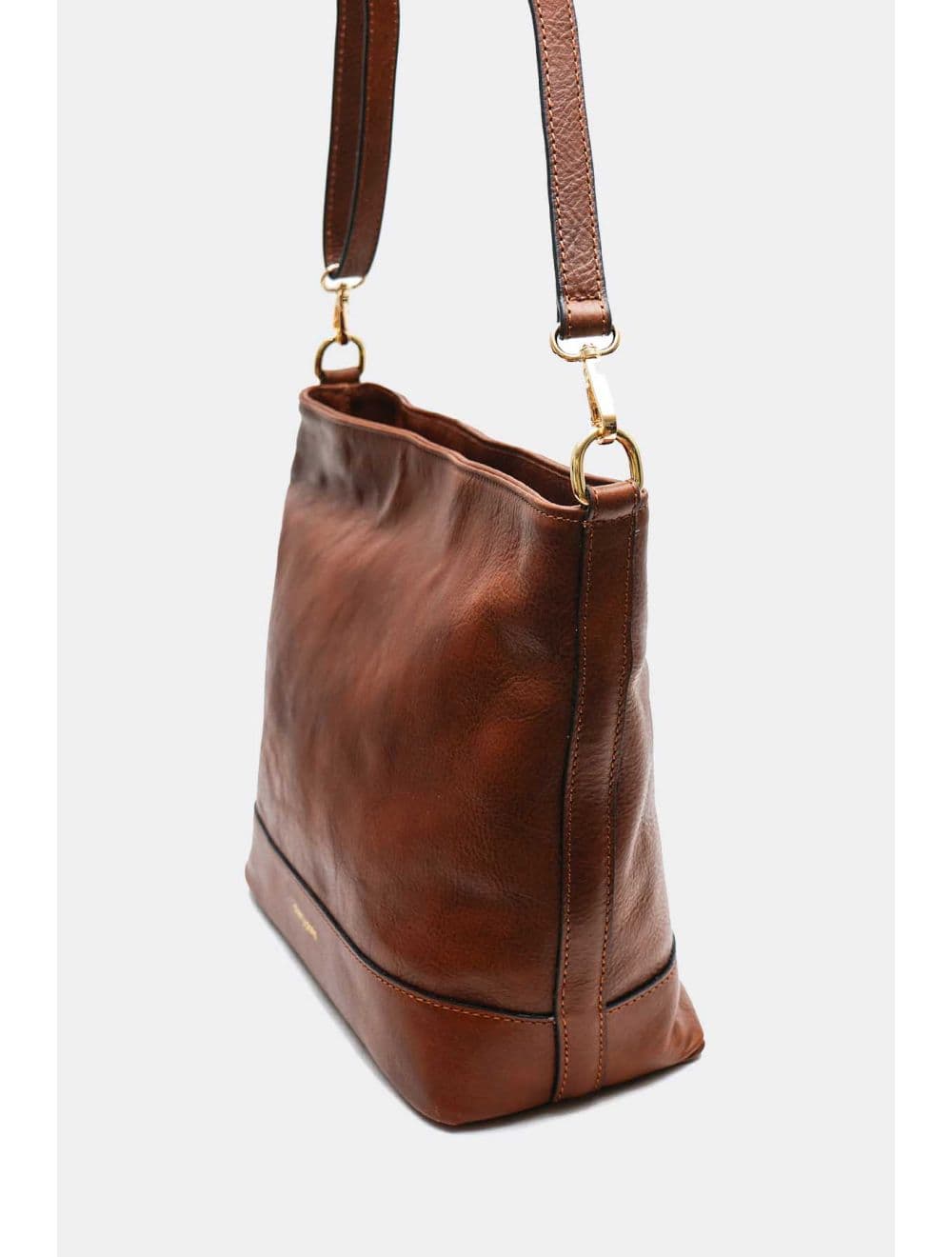 Sac Bandoulière Porté Croisé Forme Seau En Cuir De Vachette 4182 ARMANCE-Marron — vue 3