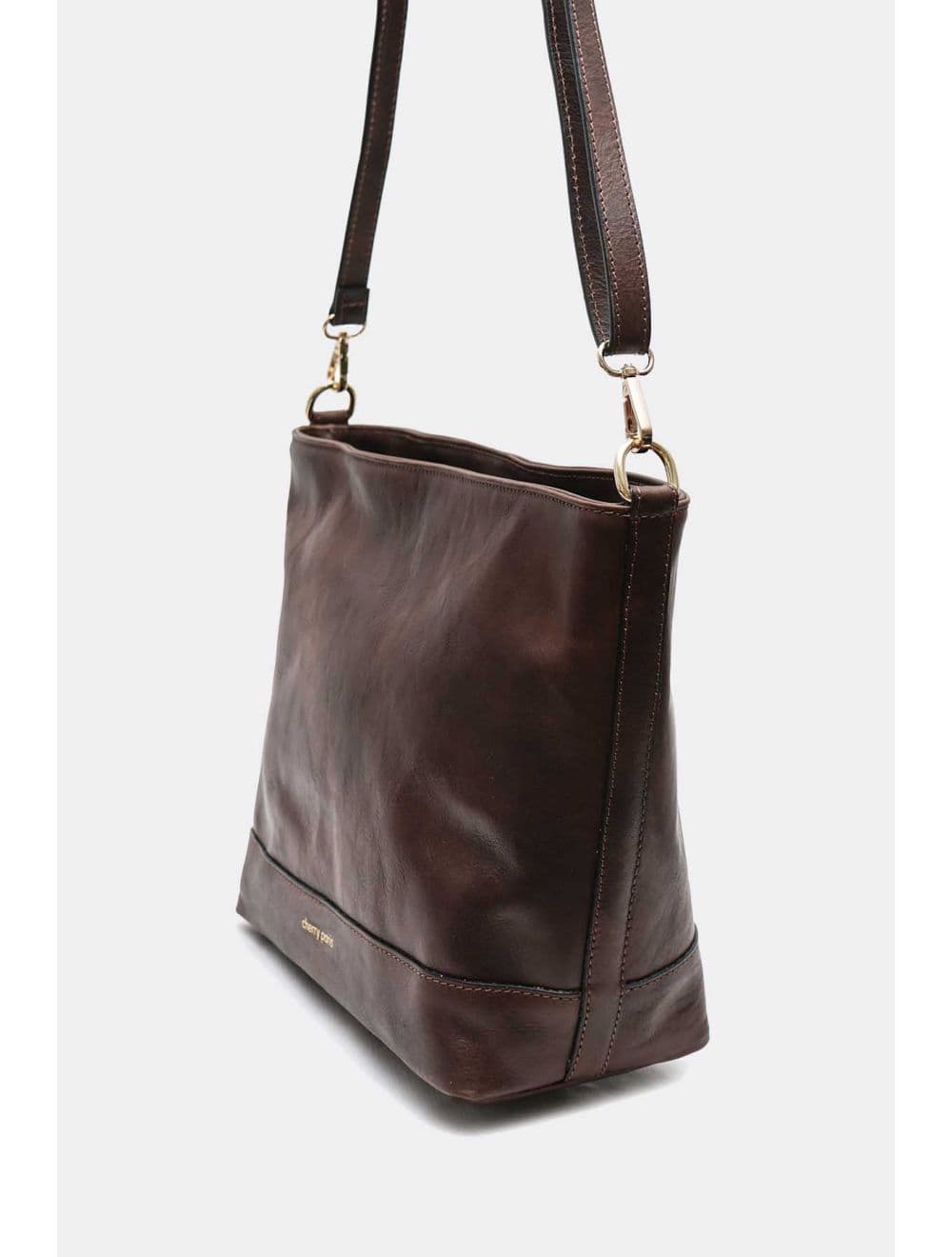 Sac Bandoulière Porté Croisé Forme Seau En Cuir De Vachette 4182 ARMANCE-Chocolat — vue 3
